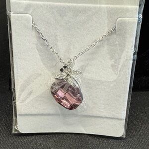 Elegant Silver and Pink Dragonfly Pendant Necklace